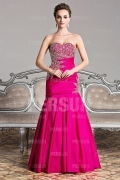 Robe gala bustier longue ornée de strass style trompette