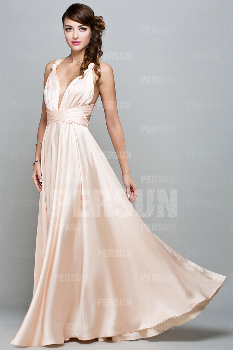 Robe soirée sexy à encolure plongeante longue sol