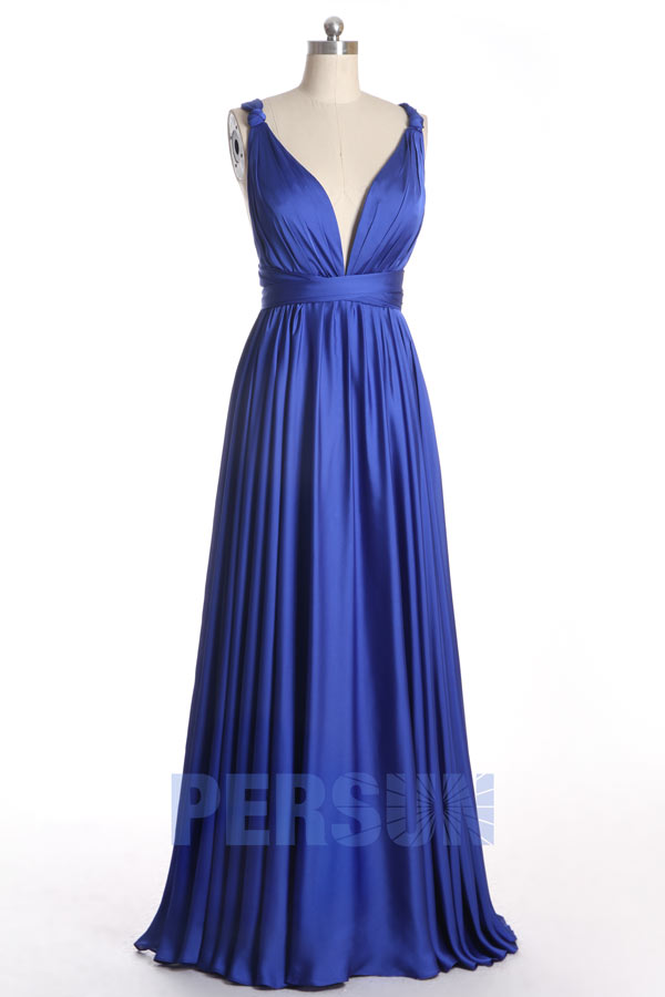 Robe soirée sexy à encolure plongeante longue sol