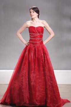 Vintage robe de cérémonie rouge buster cœur dos laçage
