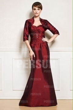 Robe mère de marié rouge foncé style trompette longue sol