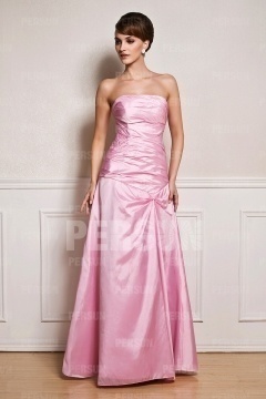 Robe rose bustier plissée longue sol