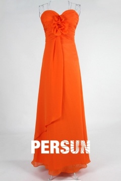 Robe demoiselle d'honneur plissée longue sol sans bretelle