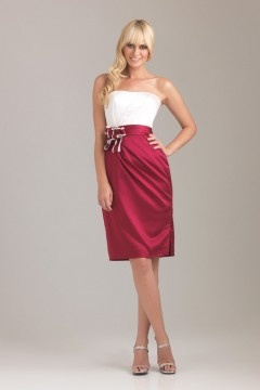 Robe demoiselle d'honneur bustier bicolore rouge et blanc