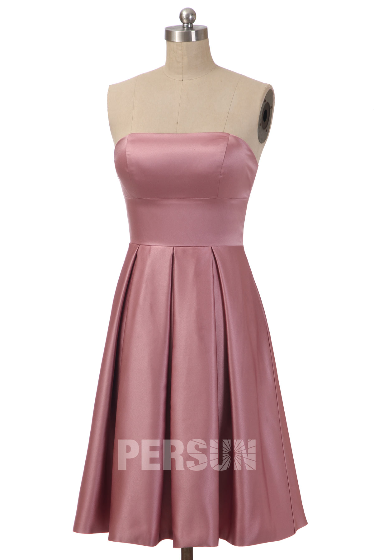 robe de soirée courte rose carnation mi-longue bustier droit