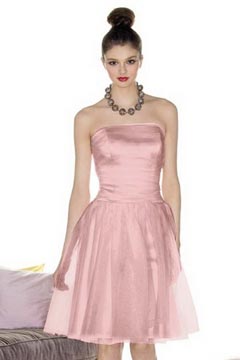 Robe cocktail de mariage bustier courte en taffetas rose