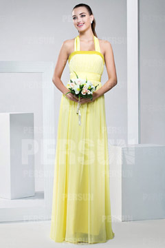 Robe demoiselle d'honneur longue tour du cou