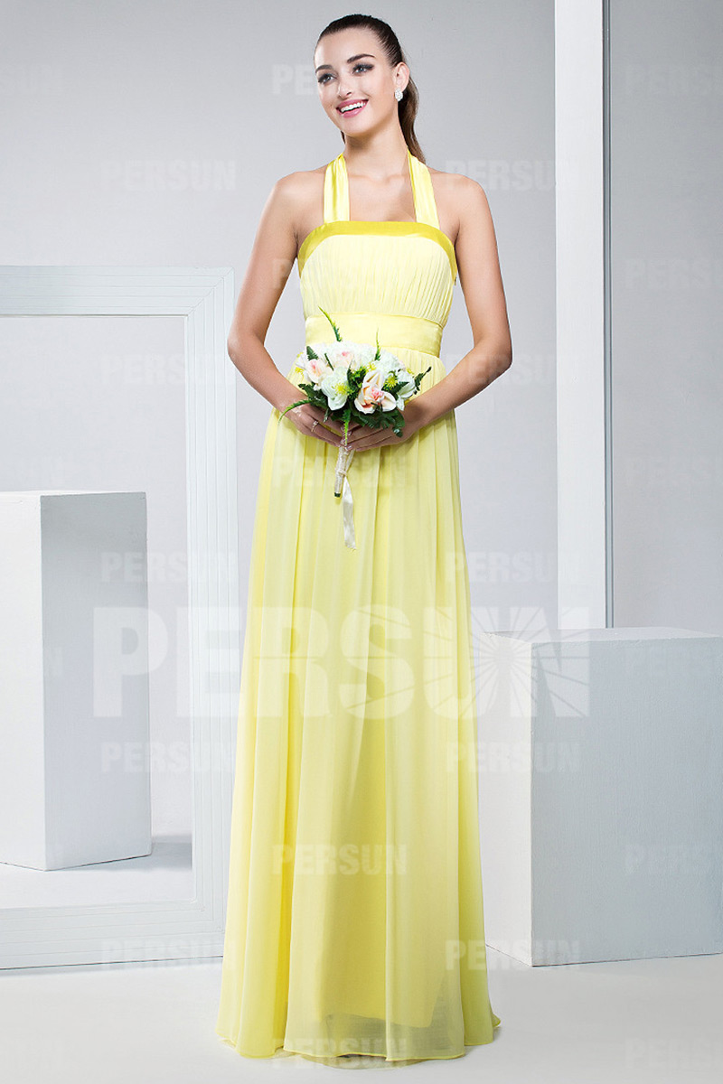 Robe demoiselle d'honneur longue tour du cou