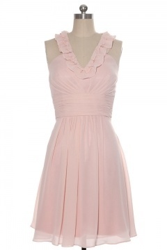 Robe courte au genou décolleté en V pour cortège mariage