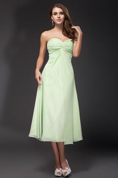 Robe cérémonie bustier rose simple en mousseline pour mariage