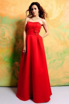 Robe demoiselle d'honneur bustier rouge empire longue sol