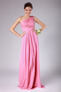 Robe longue asymétrique bustier plissé en mousseline