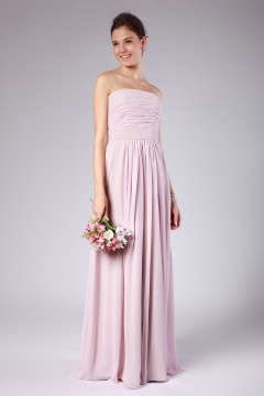 Chic robe rose bustier plissé empire pour demoiselle d'honneur