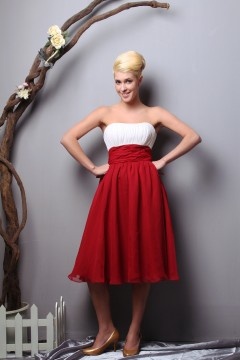 Robe bustier courte bicolore rouge et blanc