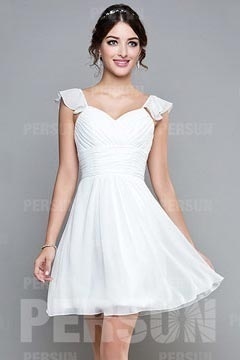 Mini robe à mancherons en mousseline pour cortège mariage