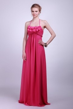 Robe demoiselle d'honneur empire avec bretelle fine au cou