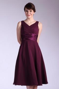 Robe vintage mi longue col V en mousseline