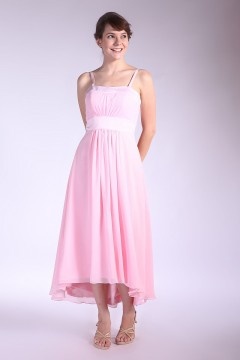 Robe mi longue en mousseline à bretelle pour demoiselle d'honneur