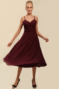Robe demoiselle d'honneur empire avec bretelles fines