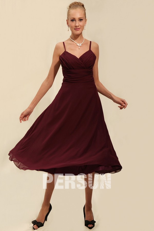 Robe demoiselle d'honneur empire avec bretelles fines
