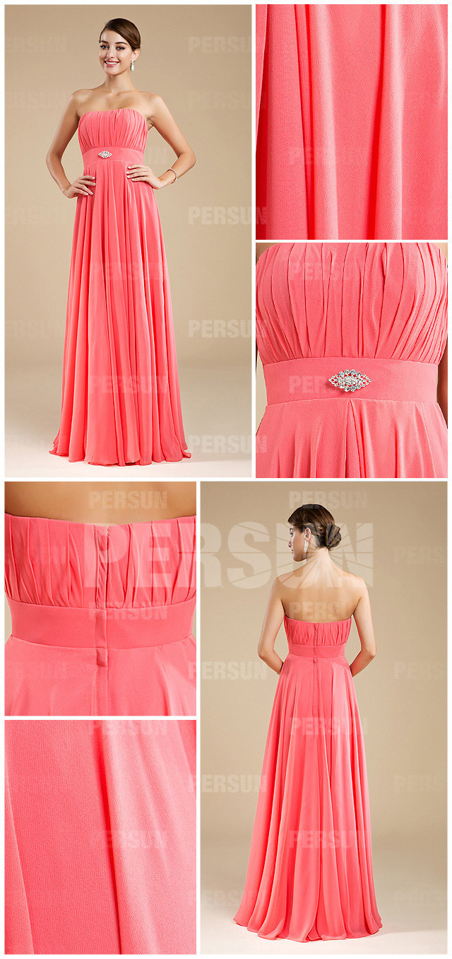 robe demoiselle d'honneur rose longue bustier cœur plissé