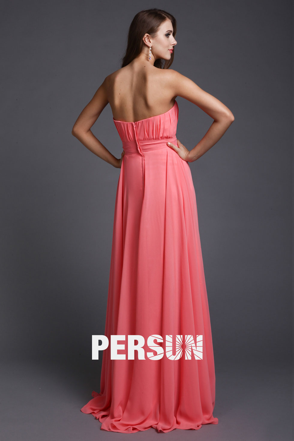 Robe bustier droit plissée longue empire en mousseline