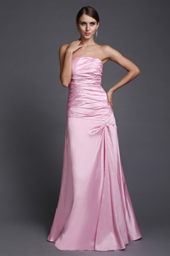 Robe rose longue froncée bustier trompette laçage vintage
