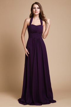 Simple robe de soirée longue pour mariage halter dos nu