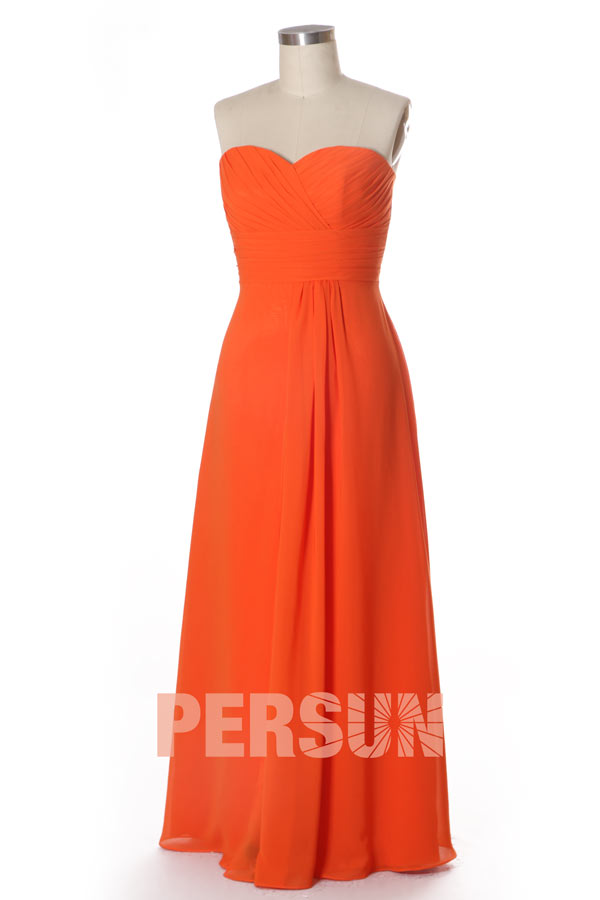 Robe soirée rouge longue sans bretelle avec fente frontale
