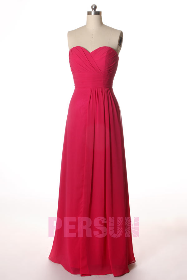 Robe soirée rouge longue sans bretelle avec fente frontale