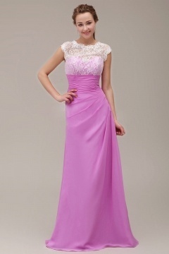 Robe demoiselle d'honneur fuchsia haut en dentelle dos découpé