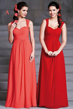 Robe longue rouge bustier en cœur avec bretelles dos découpe