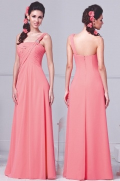Robe corail vintage bustier drapé asymétrique en mousseline