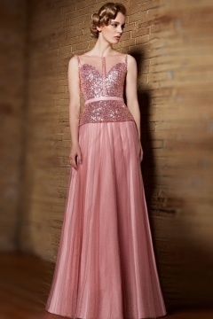 Robe de bal des finissantes à haut en sequins