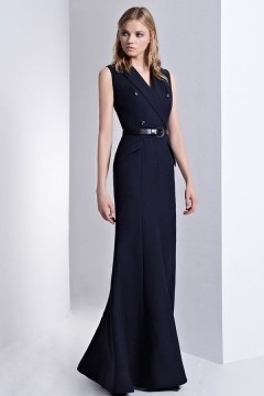 Robe chemisier bleu sirène taille ceinturée avec boutonnage