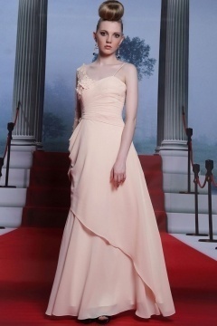 Robe soirée longue asymétrique en mousseline