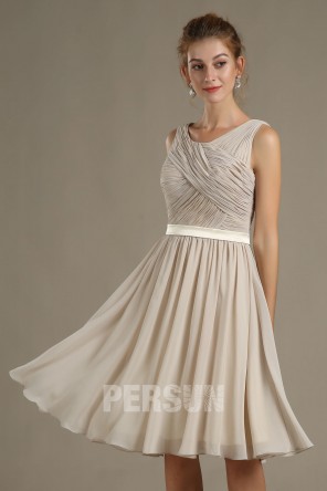 Robe cocktail mariage courte plissé en mousseline