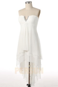 Robe chic cocktail bustier cœur courte devant long arrière pour mariage d'été