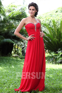 Robe cocktail de mariage longue en mousseline décolleté coeur