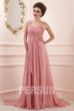 Robe de concert longue en mousseline rose poudré