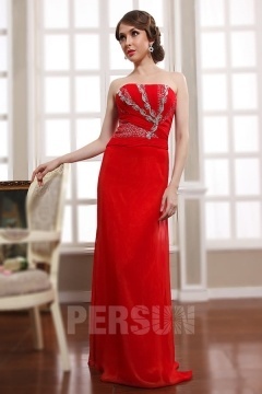 Robe rouge longue pour cérémonie bustier droit