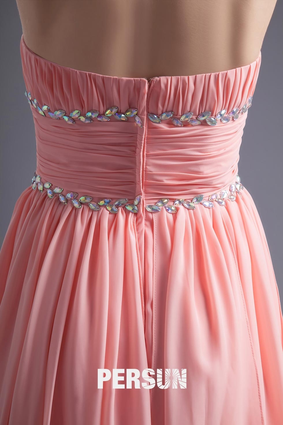 robe de fête rose courte fermeture éclair à l'arrière