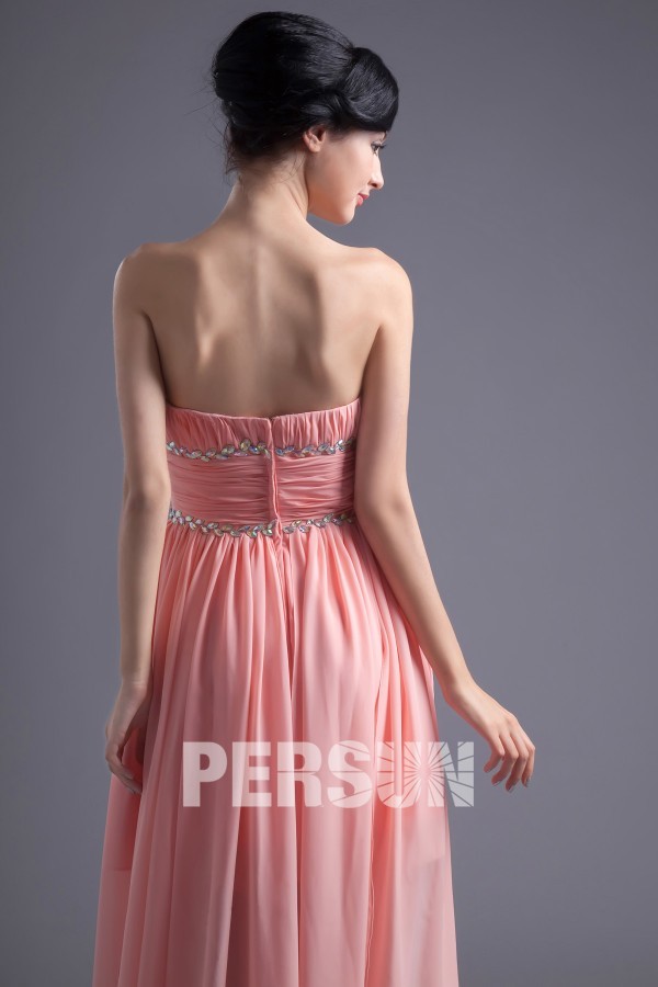 Robe bal plissée courte devant longue derrière sans bretelle