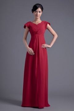 Robe longue bustier drapé empire à mancherons en mousseline