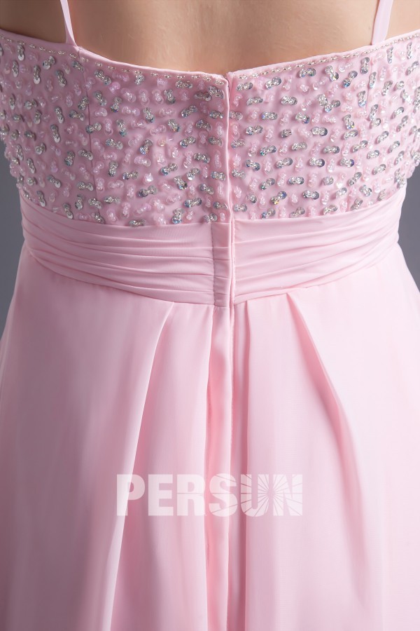 Robe bal haut-bas stras avec bretelles fines