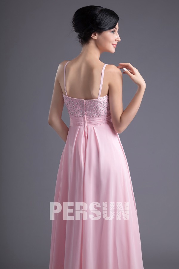 Robe bal haut-bas stras avec bretelles fines