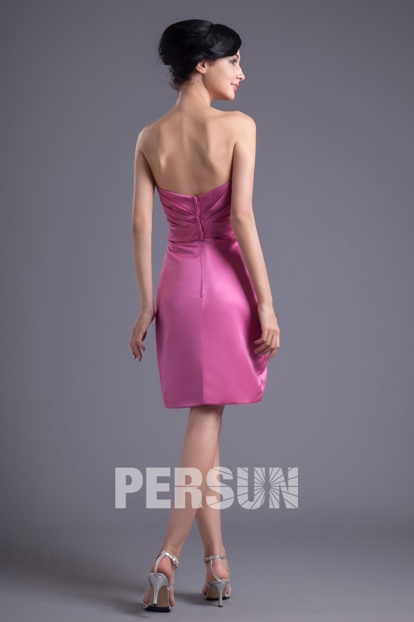 Robe demoiselle d'honneur bustier courte ornée de fleur fait-main