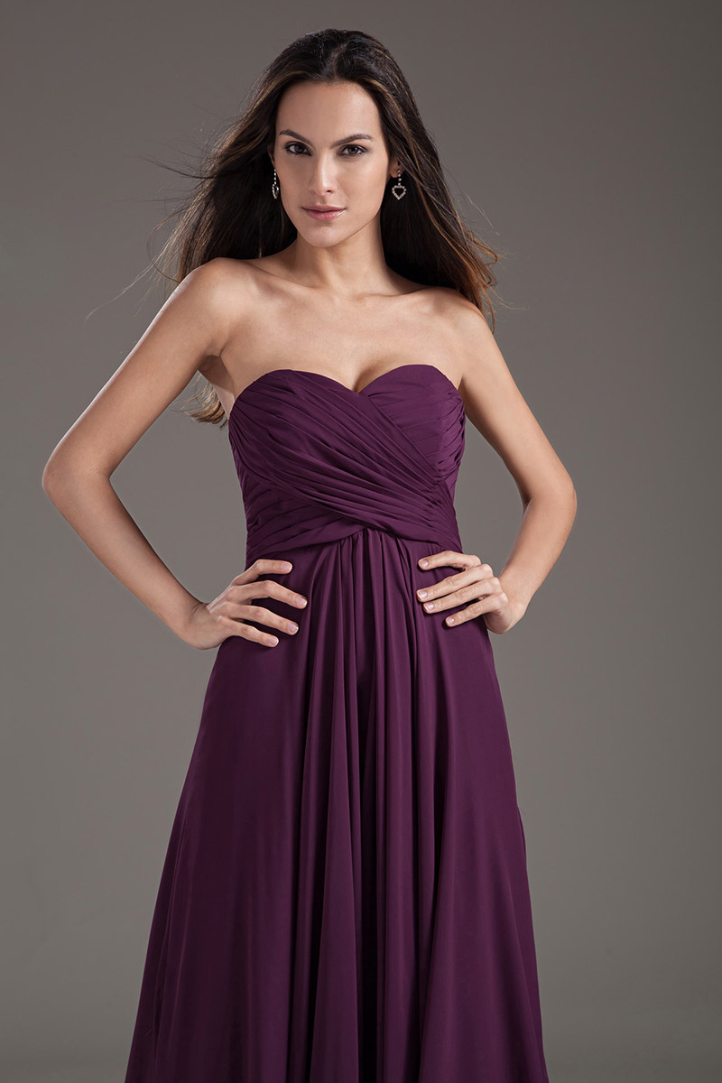robe demoiselle d'honneur longue empire bustier cœur plissé