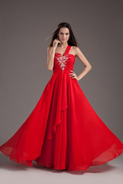 Robe soirée asymétrique plissée ornée de bijoux avec laçage au dos