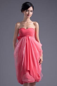 Robe courte bustier cœur empire en mousseline à jupe irrégulière